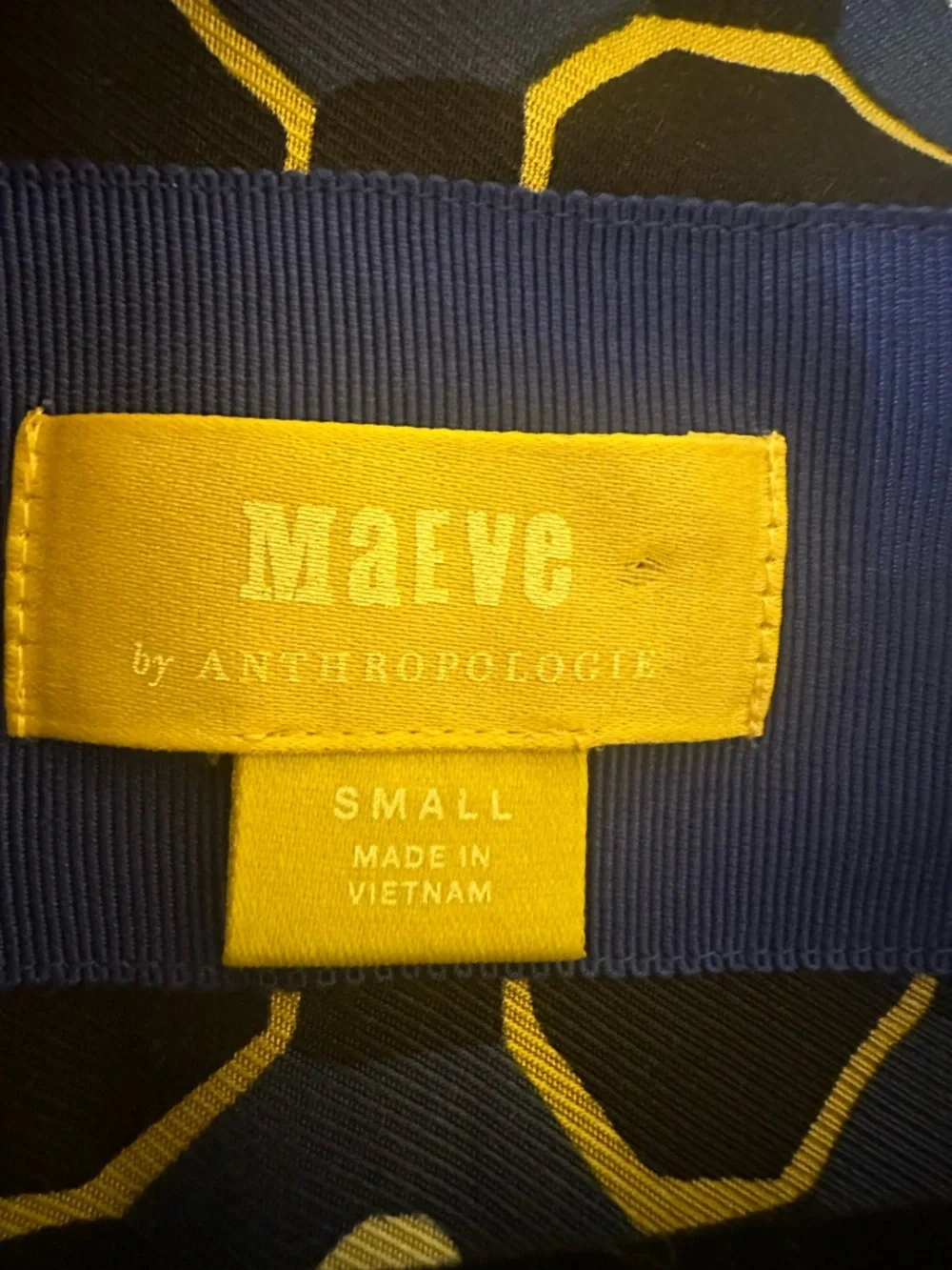 Maeve by Anthropologie Navy and Yellow Patterned Dress size S/m - Picture 11 of 13